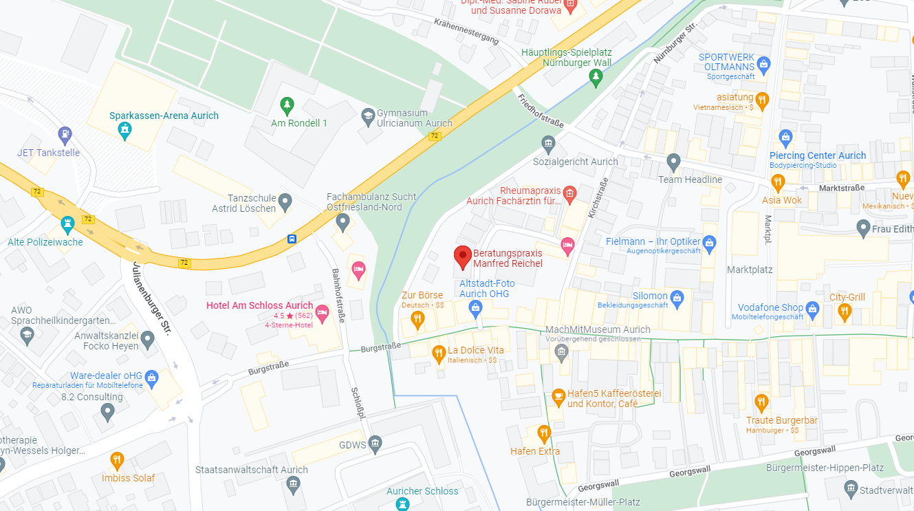 Lage der Beratungspraxis Manfred Reichel in Aurich
